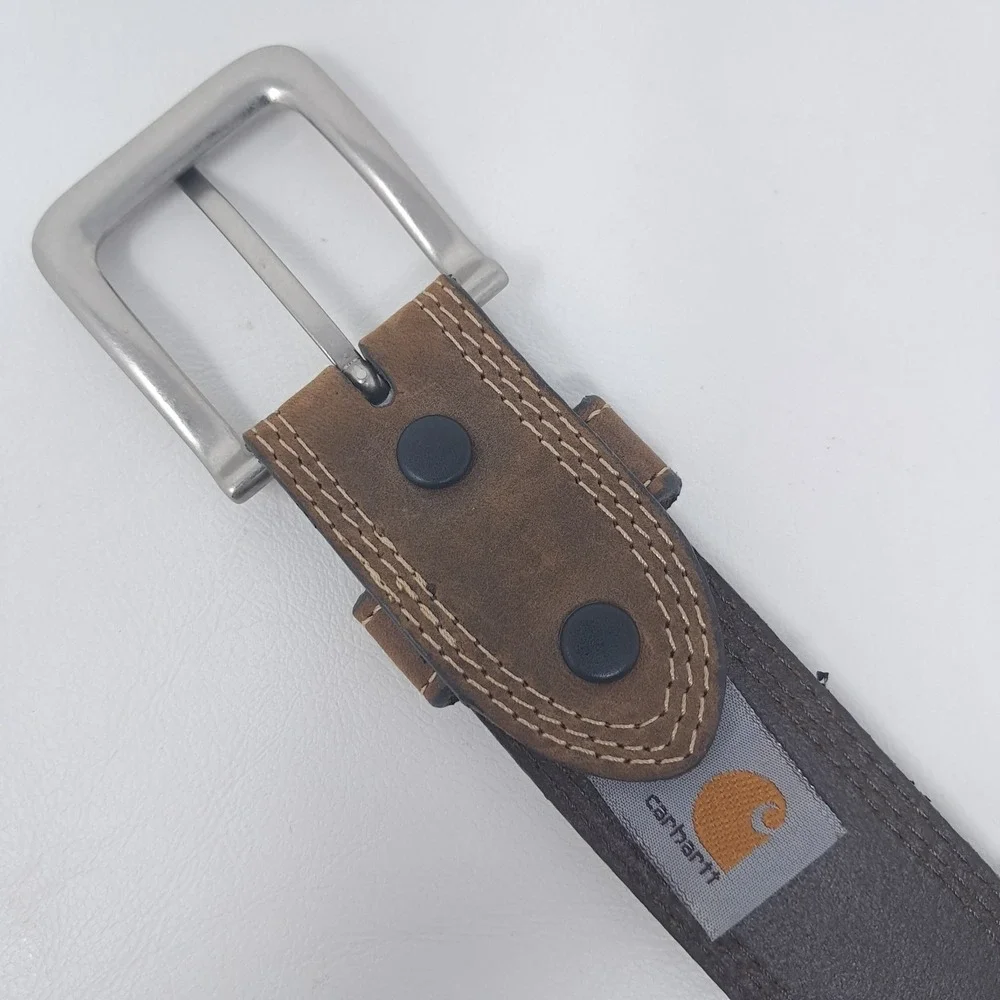 Carhartt Mens Leather Belt 48 Brown Detroit Triple Stitch Casual Workwear 2022